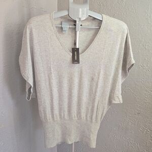 NWT Express Heather Gray V-Neck Top Cotton Layering Neutral Versitile